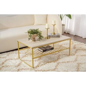 Konferenční stolek Asude - Gold, Travertine obraz