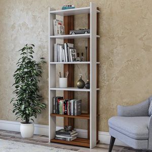 Knihovna Sakran - White, Walnut obraz