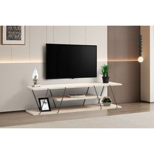 TV stolek Canaz - Black, Travertine obraz
