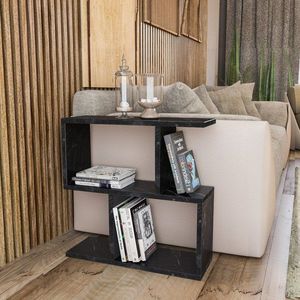 Odkládací stolek / Příruční stolek Life - Black, Marble obraz