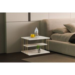 Odkládací stolek / Příruční stolek Lifon - Gold, Travertine obraz