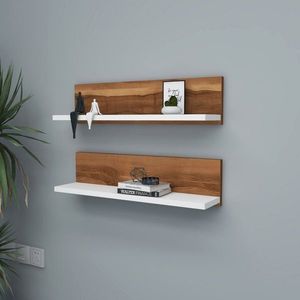 Nástěnná police Shelf - Walnut, White obraz