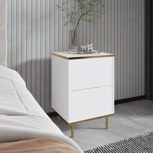 Noční stolek Imaj - White, Gold obraz