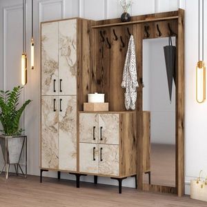 Předsíňová stěna Berlin ABC - Walnut, White Marble obraz