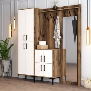 Předsíňová stěna Berlin ABC - Walnut, White obraz