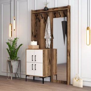 Předsíňová stěna Berlin BC - Walnut, White obraz