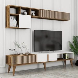 TV stěna / Sestava pod TV Milan TV - Walnut, White obraz
