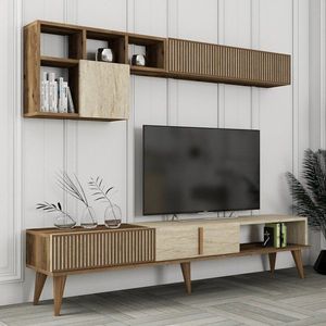 TV stěna / Sestava pod TV Milan - Walnut, Travertine obraz