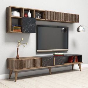 TV stěna / Sestava pod TV Milan - Walnut, Black obraz