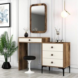 Toaletní stolek Lizbon 547 - Walnut, Cream obraz