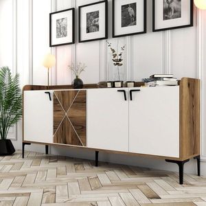 Konzolový stolek Venedik - Walnut, White obraz