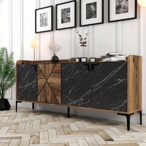 Konzolový stolek Venedik - Walnut, Black Marble obraz