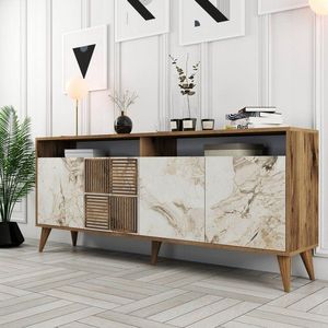 Konzolový stolek Milan - Walnut, White Marble obraz