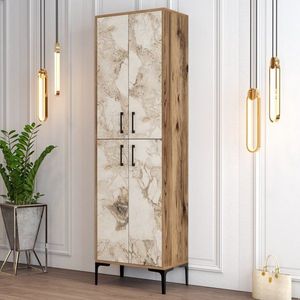 Botník Berlin A - Walnut, White Marble obraz
