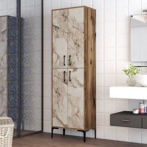 Víceúčelová skříňka Berlin A - Walnut, White Marble obraz