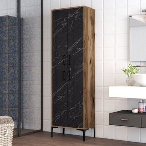 Víceúčelová skříňka Berlin A - Walnut, Black Marble obraz