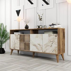 Konzolový stolek Milan 160 - Walnut, White Marble obraz