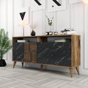 Konzolový stolek Milan 160 - Walnut, Black Marble obraz
