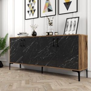 Konzolový stolek Kiev - Walnut, Black Marble obraz