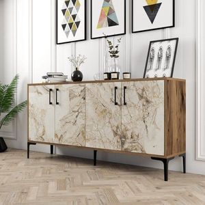 Konzolový stolek Kiev 160 - Walnut, White Marble obraz