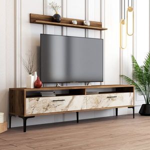 TV stěna / Sestava pod TV Istanbul - Walnut, White Marble obraz
