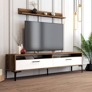 TV stěna / Sestava pod TV Istanbul - Walnut, White obraz