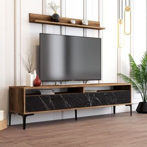 TV stěna / Sestava pod TV Istanbul - Walnut, Black Marble obraz