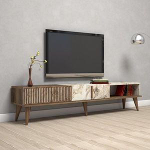 TV stolek Milan - Walnut, White Marble obraz