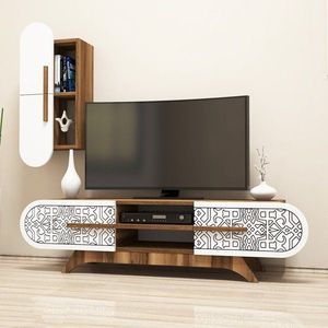 TV stěna / Sestava pod TV Defne - Walnut, White obraz