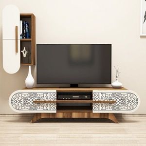 TV stěna / Sestava pod TV Defne - Walnut, Cream obraz
