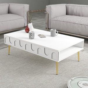 Konferenční stolek Lyon 33 - White, Gold obraz