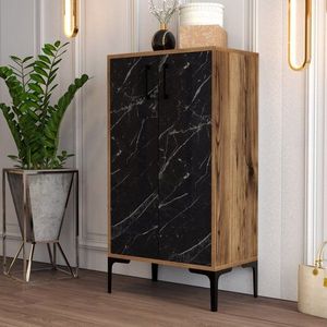 Botník Prag - Walnut, Black Marble obraz