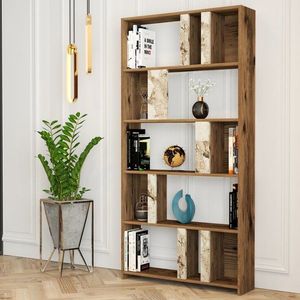 Knihovna Lima - Walnut, White Marble obraz