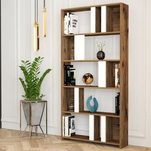 Knihovna Lima - Walnut, White obraz