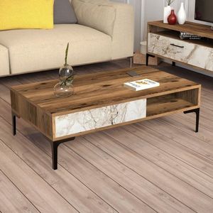 Konferenční stolek Istanbul - Walnut, White Marble obraz