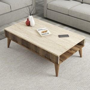 Konferenční stolek Milan - Walnut, Travertine obraz