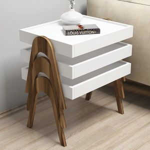 Sada odkládacích stolků (3 kusy) Roma - Walnut, White obraz