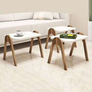 Sada odkládacích stolků (3 kusy) Paris - Walnut, Cream obraz