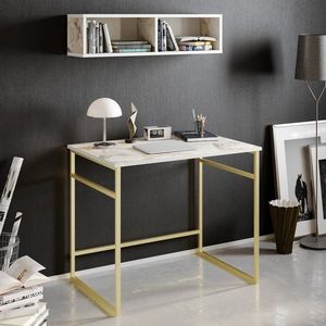 Psací stůl Gama - White, Gold obraz