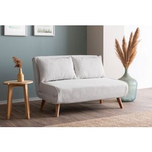 Dvoumístná rozkládací pohovka Folde 2-Seater - Teddy Fabric - White obraz