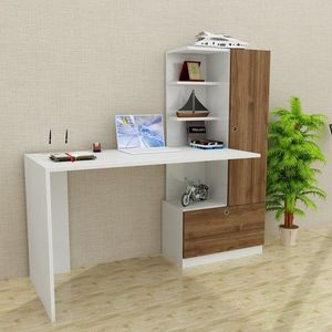 Psací stůl Merinos - White, Walnut obraz