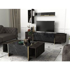 Konferenční stolek Veyron - Black, Gold obraz