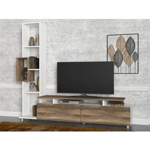 TV stěna / Sestava pod TV Tulip - White, Walnut obraz