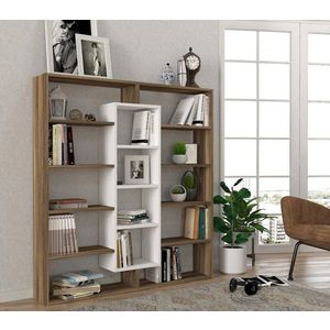 Knihovna Ample - Walnut, White obraz