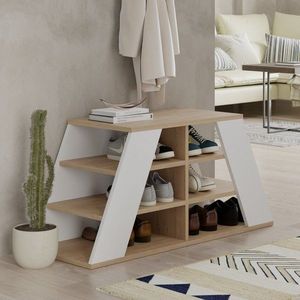 Botník Pyramid Shoe Bench - Oak, White obraz