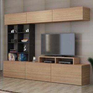 TV stěna / Sestava pod TV Sasa - Teak, Black obraz