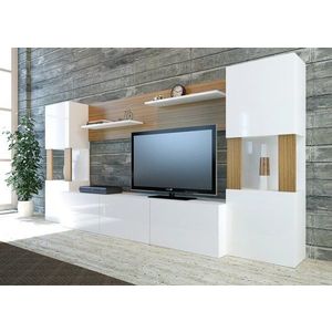 TV stěna / Sestava pod TV Lore - White, Teak obraz