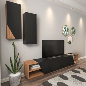 TV stěna / Sestava pod TV Zebra - Black, Teak obraz