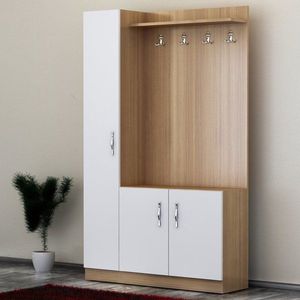 Předsíňová stěna Naturel - Teak, White obraz