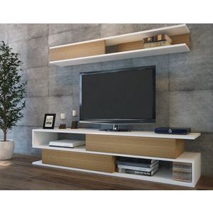 TV stěna / Sestava pod TV Sims - White, Teak obraz